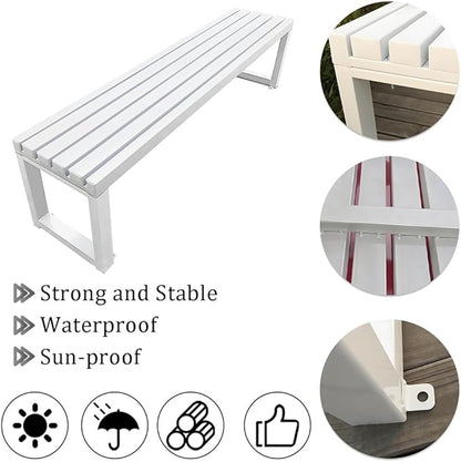 Outdoor Garden Bench 2-Person Metal Benches Patio Bench Weatherproof Park Seat Backless Chair Front Porch Seat Slatted Chair 3.3ft 3.9ft 4.9ft 5.9ft(Brown,3.93ft)