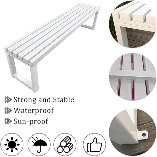 2-Person Garden Bench Seat Outdoor Benches Metal Park Bench Patio Seat 3.3ft 3.9ft 4.9ft 5.9ft Weather Resistance Backless Front Porch Chair Easy Installation(Brown,4.9ft)