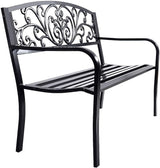 ReunionG 50" Patio Garden Bench Loveseats Park Yard Furniture Vintage Floral Garden Cast Iron Patio Porch Chair - Photo 7