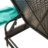 Patio Sun Lounger Black with Adjustable Backrest and Retractable Canopy, UV-Resistant Poly Rattan Design - Photo 8