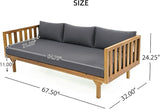 Merax Outdoor 3 Seater Daybed, Acacia Wood Day Bed Couch Sofa with Cushions for Patio Backyard, Garden - Photo 2
