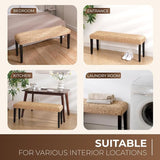 End of Bed Bench for Bedroom, 47" Entryway Bench with Solid Wood Acacia, Water Hyacinth Indoor Bench Seat - Photo 8