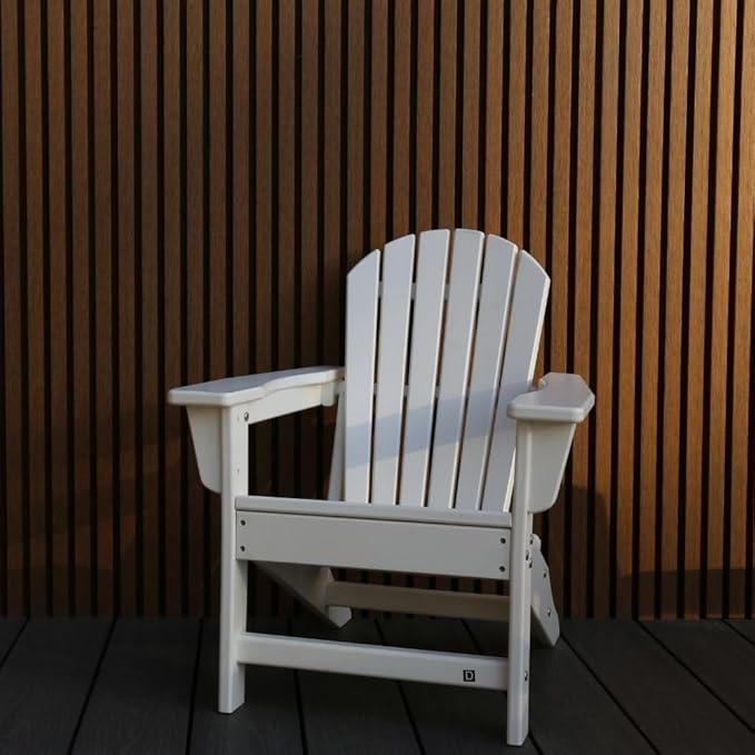 NewTechWood Child Adirondack Patio Chair Weather Resistant, Easy Installation, Widely Used in Outdoor, Fire Pit, Deck, Lawn, Outside, Garden Chairs (Ivory)