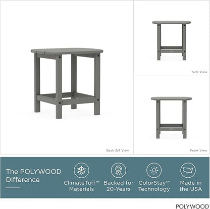 POLYWOOD SBT18GY South Beach 18" Outdoor Side Table, Slate Grey