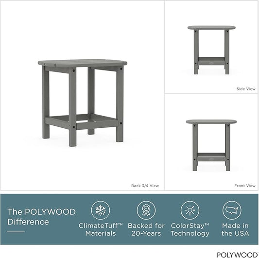POLYWOOD SBT18GY South Beach 18" Outdoor Side Table, Slate Grey