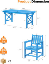 HDPE Patio Dining Set, 5-Piece Outdoor Table and Chairs with Umbrella Hole, Modern Outdoor Dining Set for 4 - Photo 5