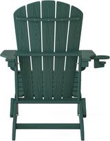 Plawdlik Folding Adirondack Chair Set of 6 with Cup Holder，Wooden Textured ，Heavy All-Weather HDPE Comfortable Set - Photo 9