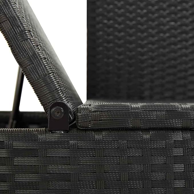 Adjustable Sun Lounger with Cushions, Black Poly Rattan Outdoor Chaise Lounge for Patio Garden Poolside - Photo 8