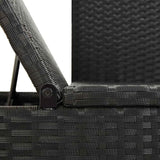 Adjustable Sun Lounger with Cushions, Black Poly Rattan Outdoor Chaise Lounge for Patio Garden Poolside - Photo 8