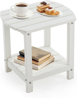 Adirondack Small Outdoor Side Table - Weatherproof HDPE Patio End Table with 2-Tier Storage for Firepit, Balcony, Garden - Photo 1
