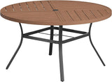 VICLLAX Round Patio Table with Adjustable Umbrella Hole for 6, All Weather Metal Outdoor Dining Table for Lawn Garden - Photo 1