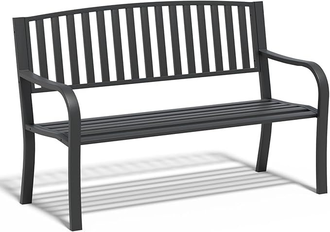 SHGJ&SOFT Outdoor Bench, Garden Bench, Outdoor Metal Frame Patio Park Bench,for Porch, Lawn,Garden,Yard (BK-08)