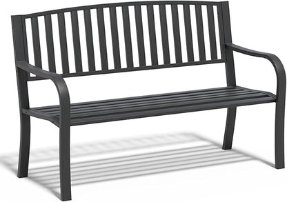 SHGJ&SOFT Outdoor Bench, Garden Bench, Cast Iron Metal Frame Patio Park Bench,for Porch, Lawn,Garden,Yard (BK08-2PACK)