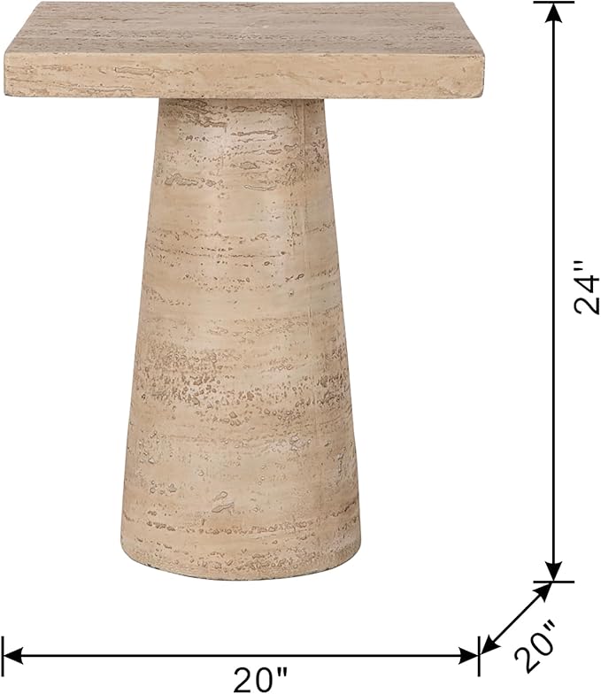 Faux Stone Side Table Square End Table, Patio Small Drink Table for Small Spaces - Photo 2