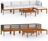6-Piece Acacia Wood Garden Lounge Set with Modular Design, Weather-Resistant Cushions, Corner Sofas, Coffee Table - Photo 2