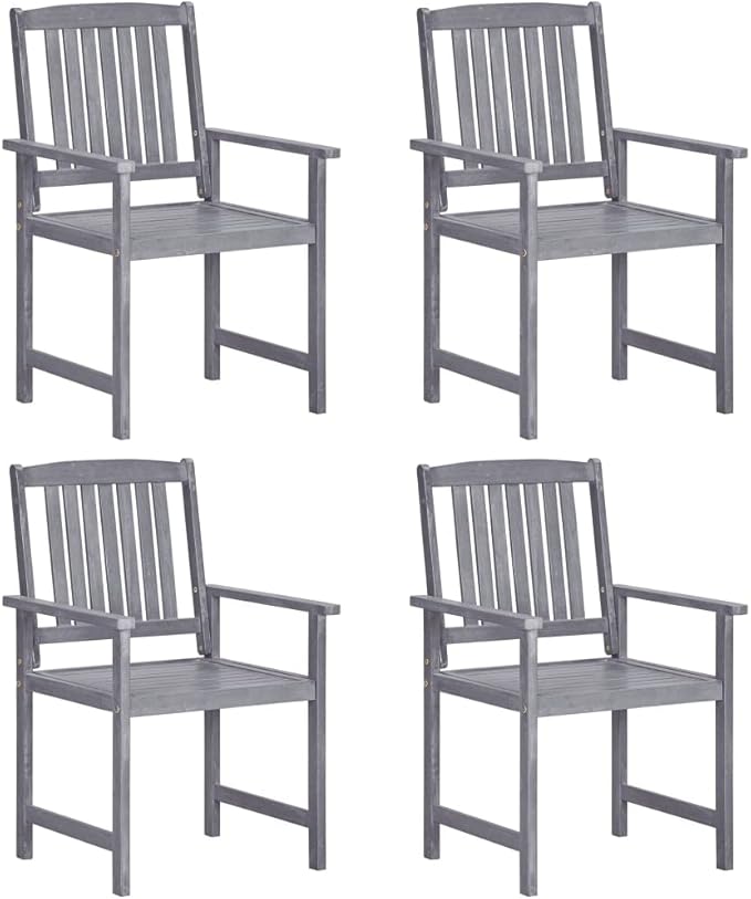 Outdoor Rocking Chairs,Camping Chairs Rocking,Outside Furniture,Balcony Furniture Set,Patio Chairs 4 pcs Solid Acacia Wood Gray