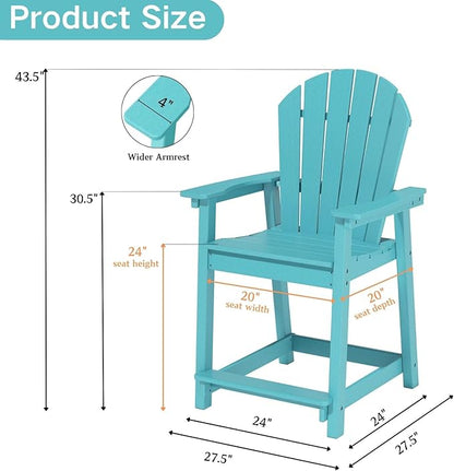 OTSUN Adirondack Chair, Large Lawn Chair, Outdoor Chair with Durability and Weather Resistance, HDPE Patio Chair for Yard, Porch, Garden, Deck, Swimming Pool