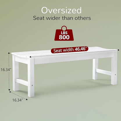 Stoog Outdoor Bench, 2-Person Patio Backless Bench, Outdoor Benches Weatherproof with 800 lbs Weight Capacity, Never Rot or Fade, White
