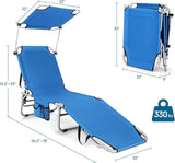 Giantex Outdoor Folding Chaise Lounge, Portable Tanning Chair with 5 Adjustable Positions, 360°Rotatable Canopy Shade - Photo 2