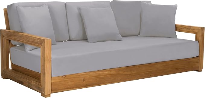 SAFAVIEH Outdoor Couture Collection Montford Grey 3-Seat Bench Cushion & Pillow Cover Set