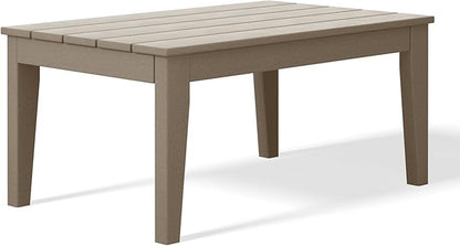 WestinTrends Malibu Low Outdoor HDPE Patio Rectangle Coffee Table, Weathered Wood