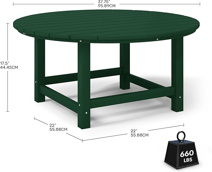 Costaelm Patio Conversation Table, Tatio Accent HDPE Outdoor Weather Resistant - Photo 2