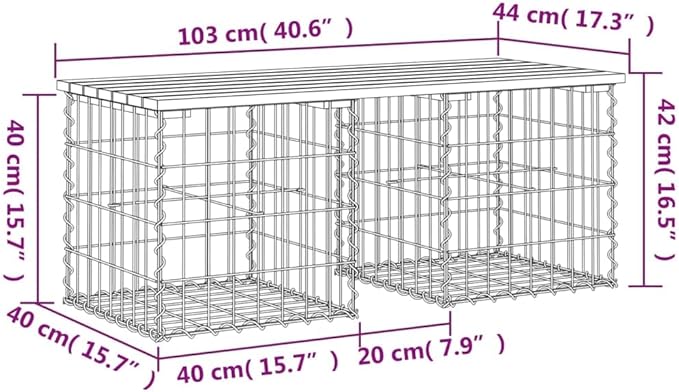 Garden Bench 40.6x40.6x16.5 in Solid Douglas Fir Rustic Brown for Patio Porch Park Outdoor Seating Holds 2 People 242 lbs