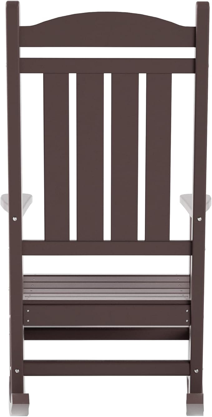 WO Home Furniture Patio Rocking Chair Farmhouse Outdoor HDPE UV Weather Resistant (Dark Brown)