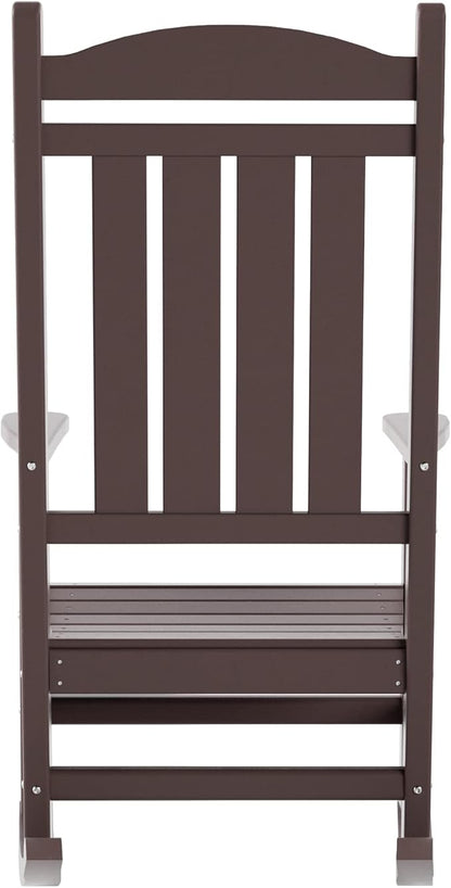 WO Home Furniture Patio Rocking Chair Farmhouse Outdoor HDPE UV Weather Resistant (Dark Brown)