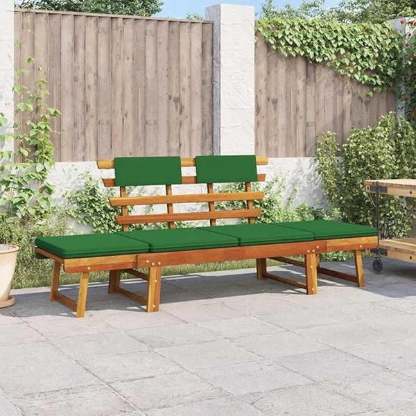 Garden Bench Deck Bench Patio Bench with Cushions 2-in-1 74.8" Solid Acacia Wood - Photo 1