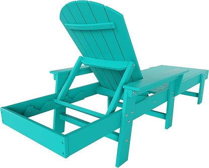 WestinTrends Dylan HDPE Outdoor Patio Poly Adirondack Reclining Chaise Lounge with Arms, Turquoise