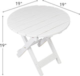 Shine Company Indoor/Outdoor Adirondack Round Folding Acacia Wooden Side Table, Oak - Photo 3