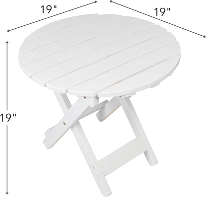 Shine Company Indoor/Outdoor Adirondack Round Folding Acacia Wooden Side Table, Oak