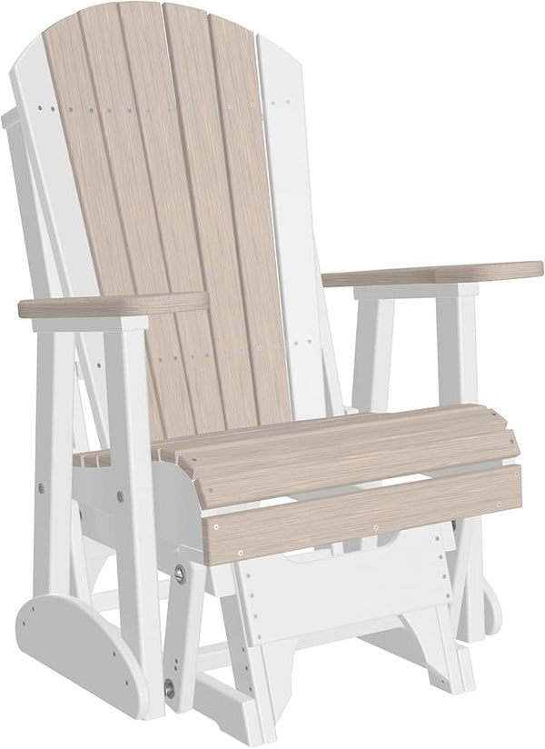 LuxCraft 2' Adirondack Glider Chair, Outdoor Patio Rocking Glider, Gliding Rocker for Outside (Birch & White) - Photo 1