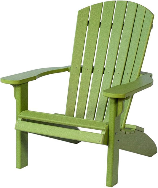 Leisure Lawns Poly Plastic Fanback Adirondack Chair, Outdoor Patio Chair - Amish Made in USA (Lime Green)