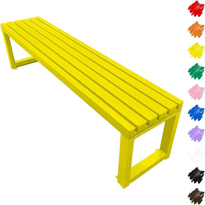 Outdoor Garden Bench 2-Person Metal Benches Patio Bench Weatherproof Park Seat Backless Chair Front Porch Seat Slatted Chair 3.3ft 3.9ft 4.9ft 5.9ft(Yellow,3.3ft)