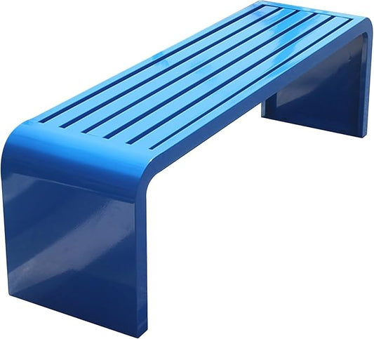 Modern Outdoor Benches Weatherproof Backless Front Porch Bench Metal Garden Benches for Outdoors Sturdy Steel Frame Patio Benches for Outdoors, Backyard, Lawn(Blue02,100cm(39.37in))