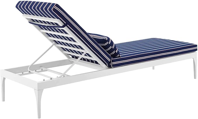 Modway EEI-3301-WHI-STN Perspective Cushion Outdoor Patio Chaise Lounge Chair, Blue