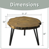 SUNBURY Outdoor Coffee Table, 31" W Faux Wooden Coffee Table, Modern Round Coffee Table for Patio - Photo 3