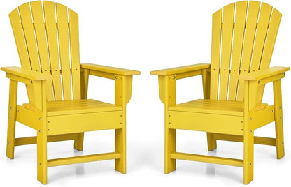 Giantex Adirondack Chair, Kids HDPE Patio Lawn Chair with Ergonomic Backrest for Deck, Porch, Backyard, Poolside, Indoor, Weather Resistance Toddler Outdoor Chair (2, Yellow)