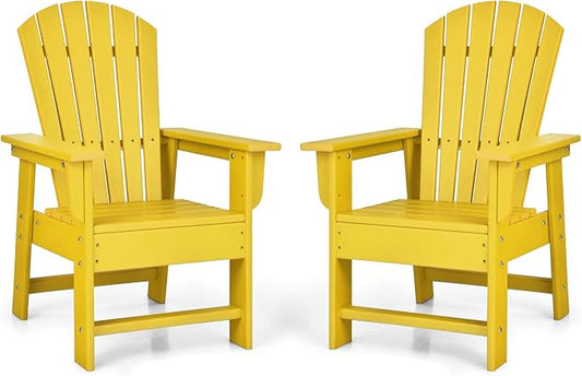 Giantex Adirondack Chair, Kids HDPE Patio Lawn Chair with Ergonomic Backrest for Deck, Porch, Backyard, Poolside, Indoor, Weather Resistance Toddler Outdoor Chair (2, Yellow)