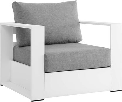 Modway Tahoe Aluminum Outdoor Patio Armchair in White Gray