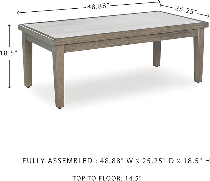 Signature Design by Ashley Rainier Ranch Contemporary Weather Resistant Outdoor Coffee Table with Sintered Stone Top - Photo 3