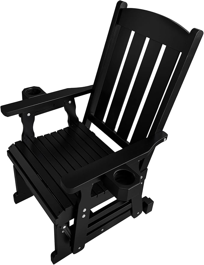 Fortune Candy Wooden Patio Glider for One Person, with High Back and Deep Contoured Seat, Solid Fir Wood - Photo 6