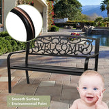 Patio Outdoor Park Loveseat Bench for Garden Porch Deck Made Cast Iron Anti-Rust Aluminum Metal - Photo 9