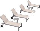 PURPLE LEAF Patio Chaise Lounge Set for 4 Outdoor Pool Lounge Chairs with Adjustable Backrest and Side Tables Aluminum - Photo 1