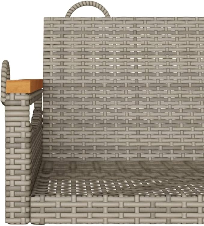 Modern Outdoor Patio Swing Bench Gray, Poly Rattan Steel Frame Weather-Resistant Hanging Chair for Garden Balcony, Comfortable Single Seater with Easy Assembly, Durable