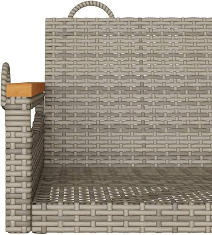 Modern Outdoor Patio Swing Bench Gray, Poly Rattan Steel Frame Weather-Resistant Hanging Chair for Garden Balcony, Comfortable Single Seater with Easy Assembly, Durable