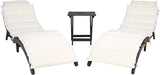 SAFAVIEH Outdoor Collection Pacifica Black Solid Wood/Beige Cushion 3-Piece Chaise Lounge Set with Table (PAT7020G) - Photo 1