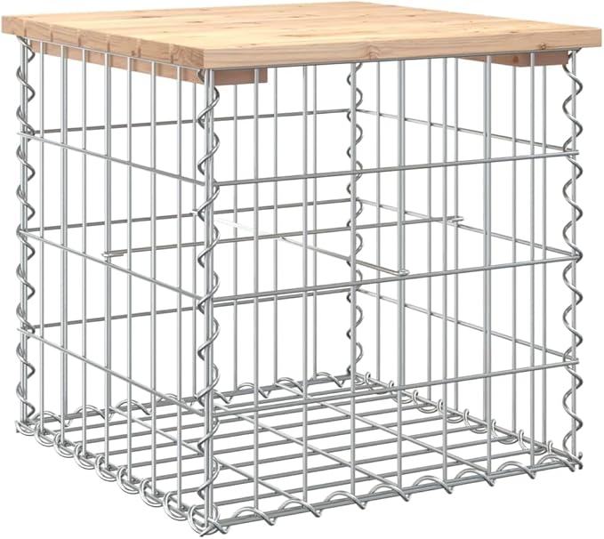 Solid Pine Wood and Galvanized Steel Garden Bench Brown Square 16.9x17.3x16.5 Inches Small Outdoor Furniture Rustic Design for Patio Balcony Garden Porch